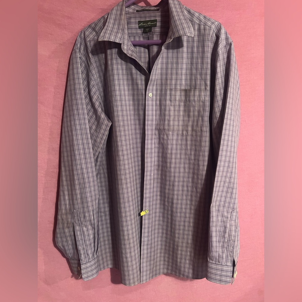 Eddie Bauer Button down Long sleeve men’s wrinkle resistant Dress shirt Tall XL